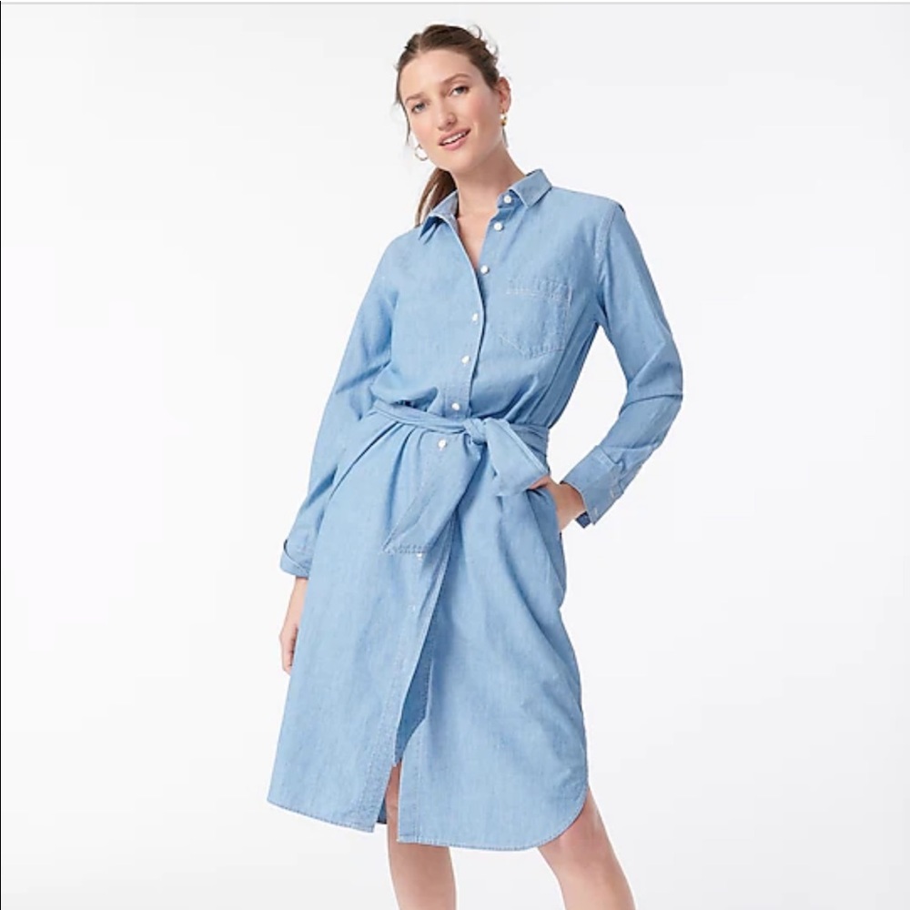 J.Crew Petite Classic-fit Chambray Shirtdress